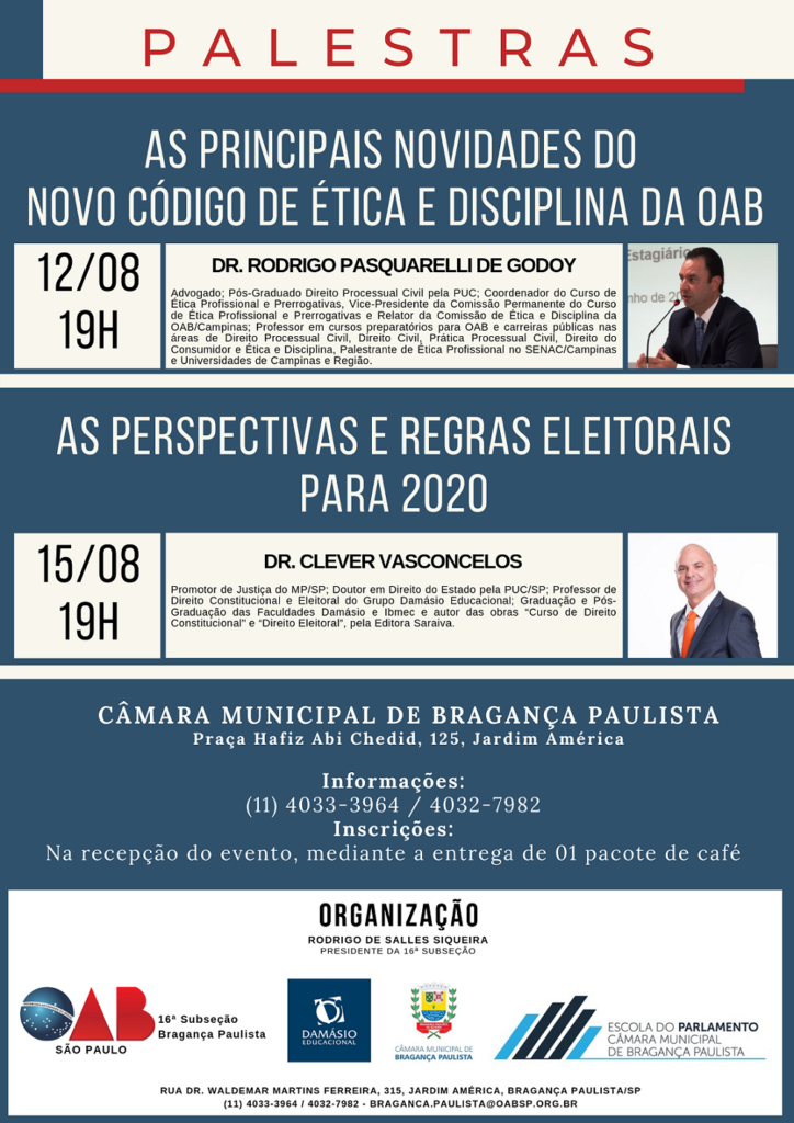 Palestras E C Mara Municipal De Bragan A Paulista Oab